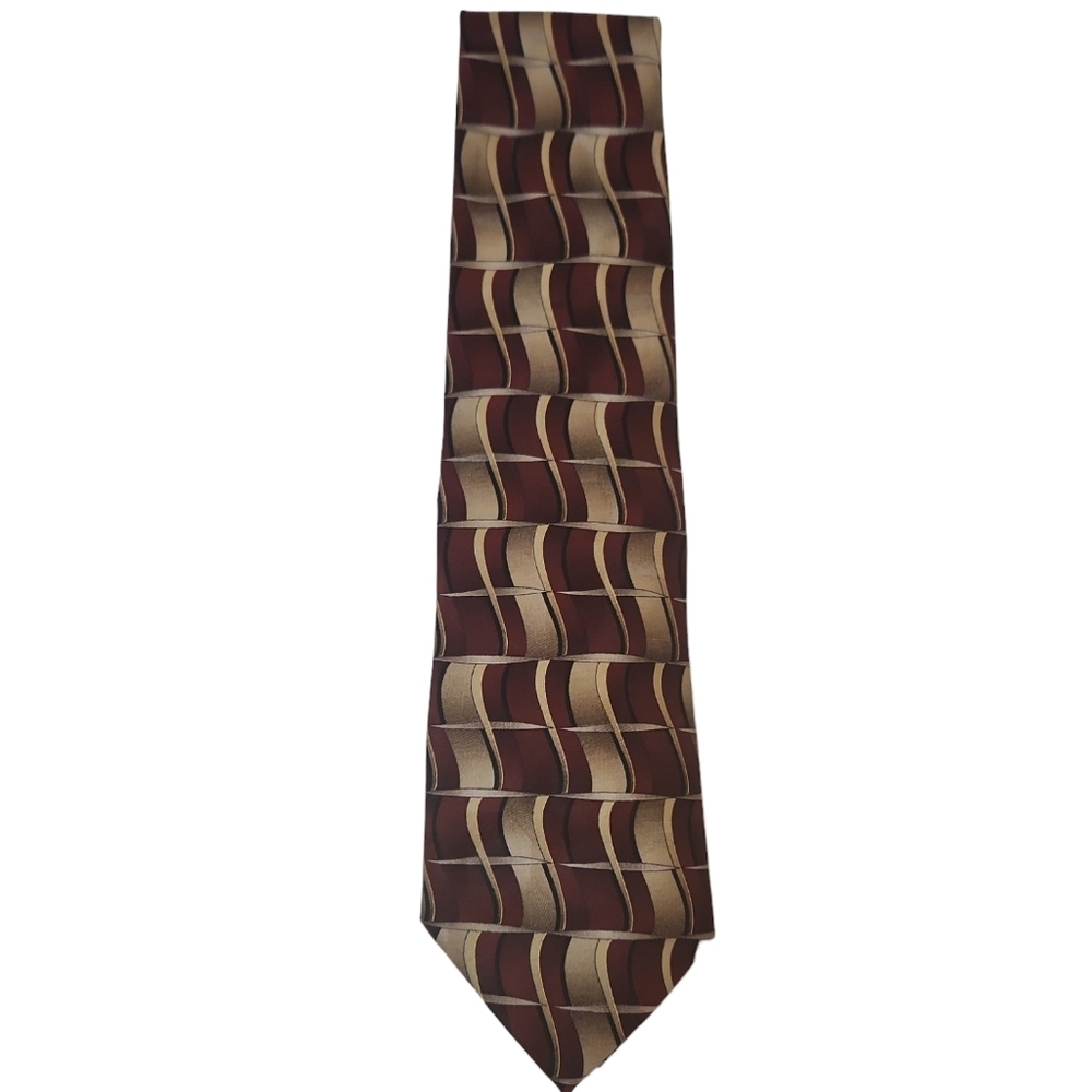 Stafford Men's Burgandy and Gold Silk Necktie